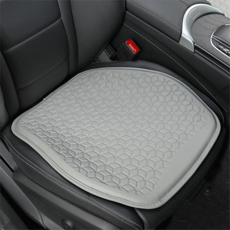 Binsheo Thin Gel Seat Cushion for Car Seat, Office Chair, Wheelchair, Golf Cart - Non-Slip Car Seat Cushions with 0.7 Inch Gel - Sciatica & Coccyx Pain Relief (Leather, Grey) - Image 1
